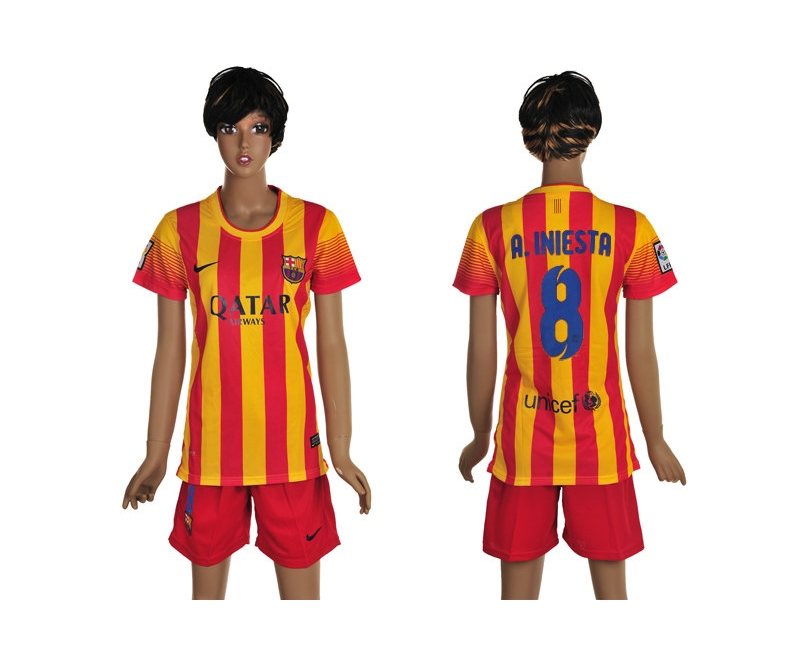 2013-14 Barcelona 8 A.Iniesta Away Women Jerseys