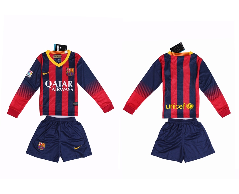 2013-14 Barcelona Home Long Sleeve Youth Jerseys