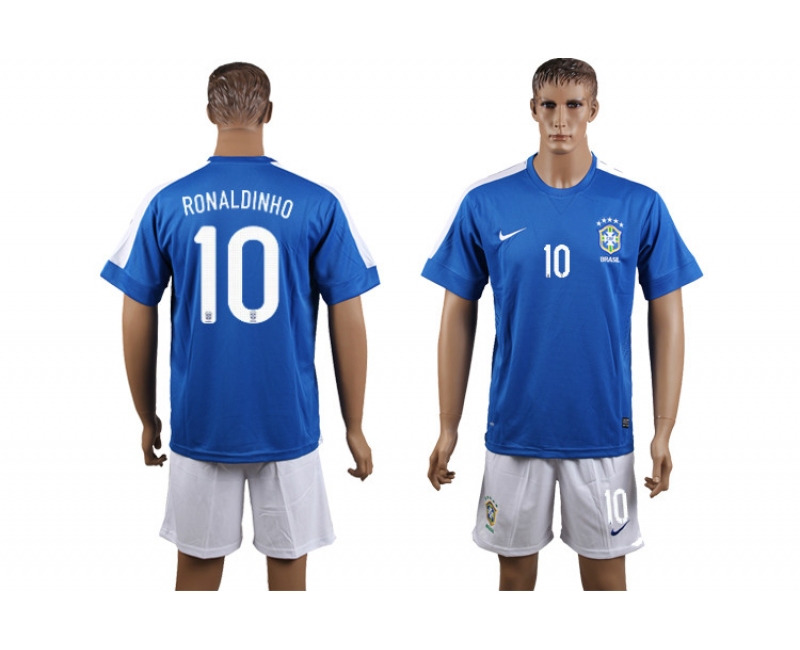 2013-14 Brazil 10 Ronaldinho Away Jerseys