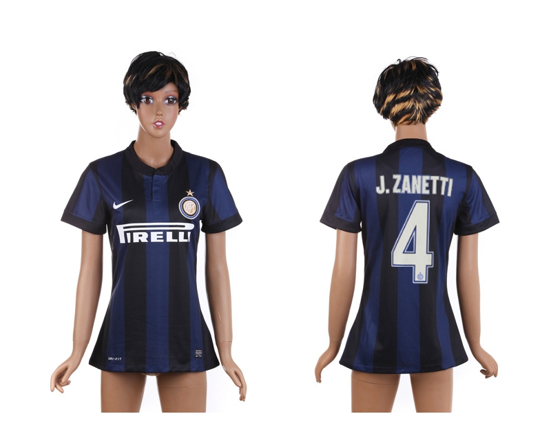 2013-14 Inter Milan 4 J.Zanetti Home Women Thailand Jerseys