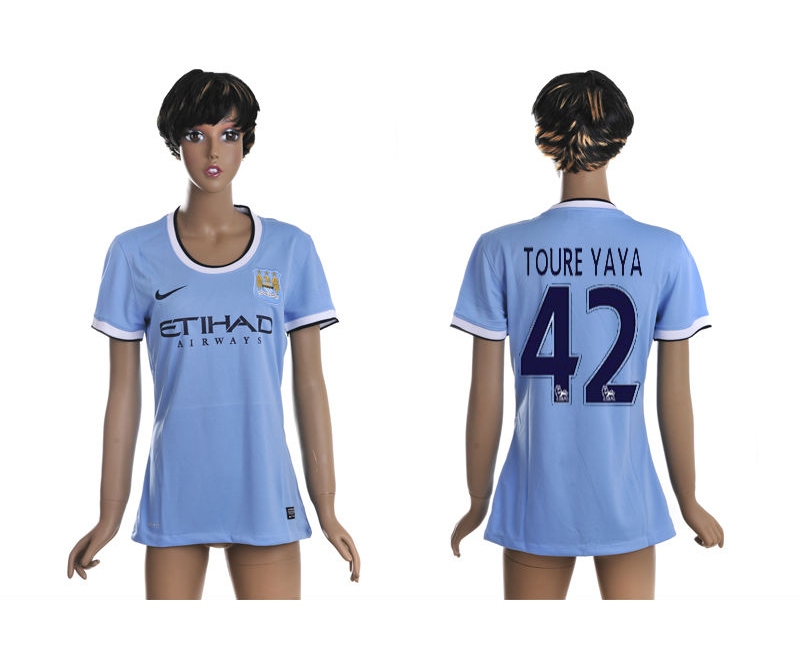 2013-14 Manchester City 42 Toure Yaya Home Women Thailand Jerseys