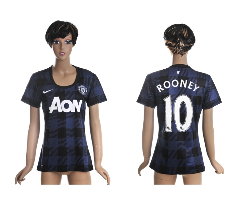 2013-14 Manchester United 10 Rooney Away Women Thailand Jerseys