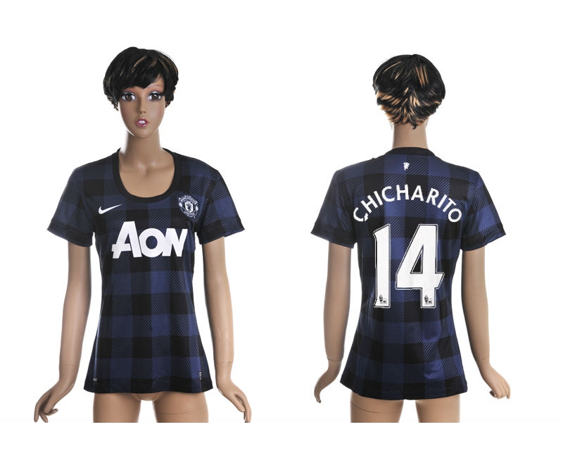 2013-14 Manchester United 14 Chicharito Away Women Thailand Jerseys
