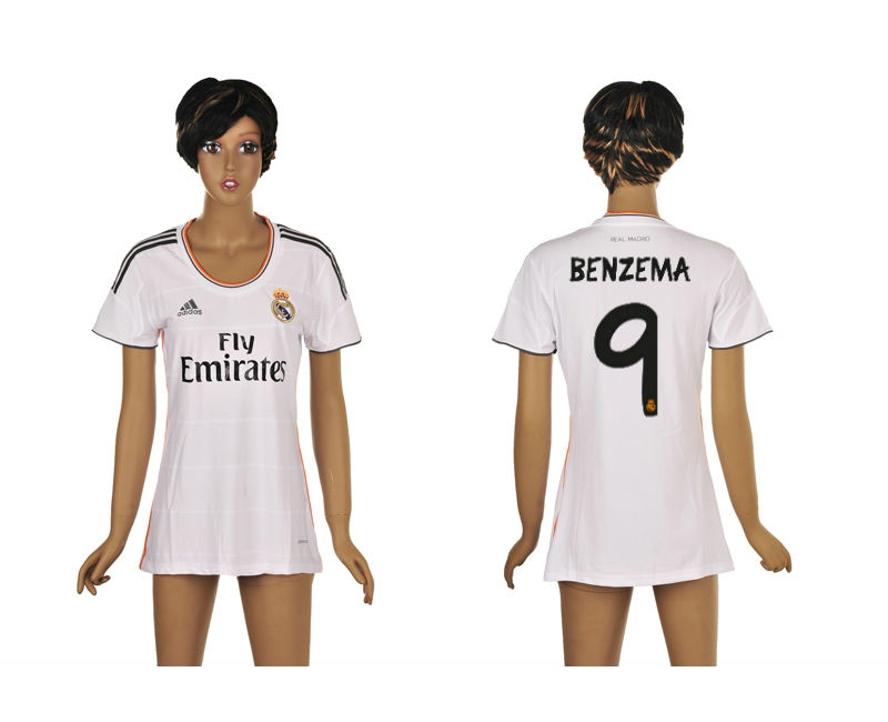 2013-14 Real Madrid 9 Benzema Home Women Thailand Jerseys