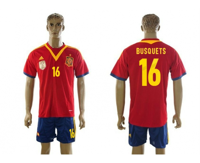 2013-14 Spain 16 Busquets Home Jerseys