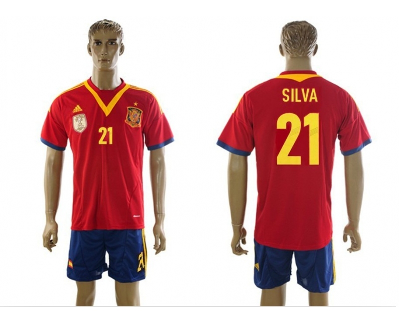 2013-14 Spain 21 Silva Home Jerseys