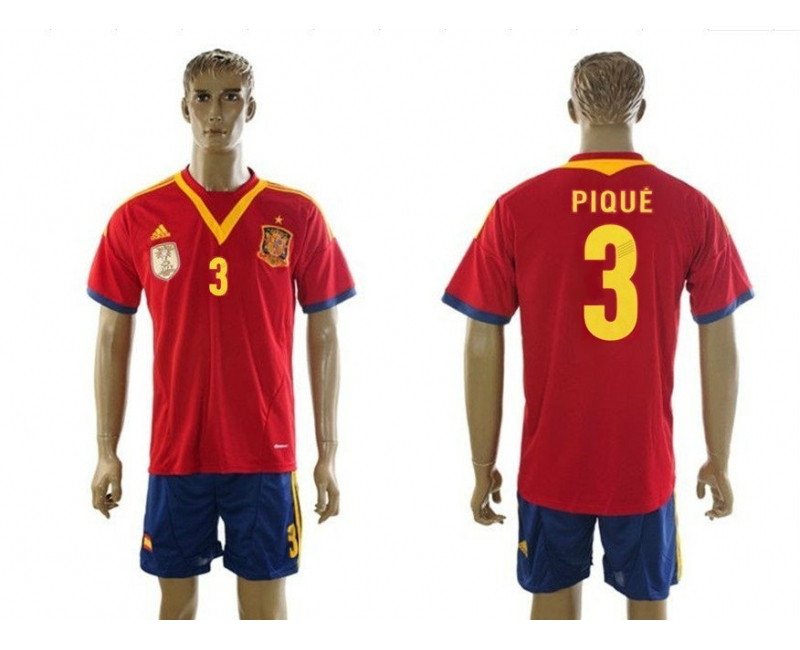 2013-14 Spain 3 Pique Home Jerseys