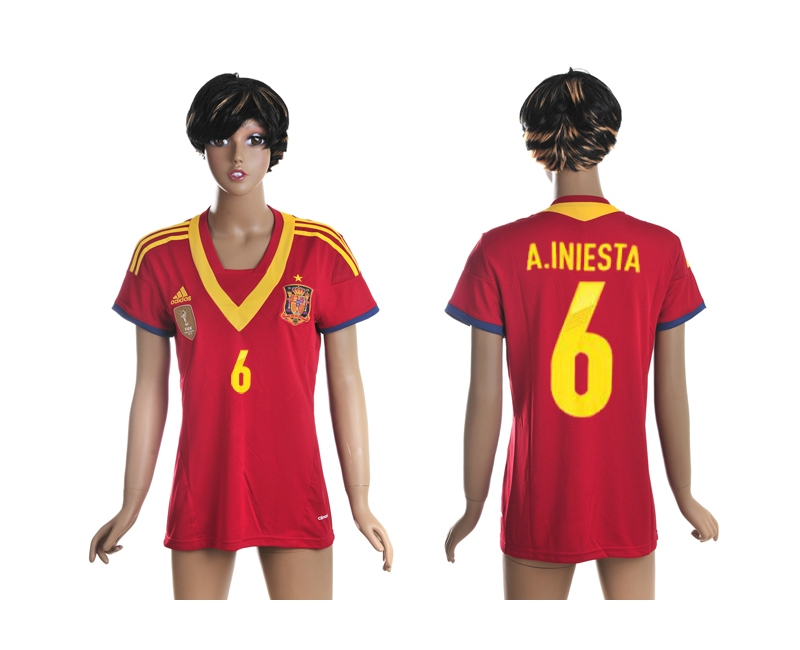 2013-14 Spain 6 A.Iniesta Home Women Thailand Jerseys