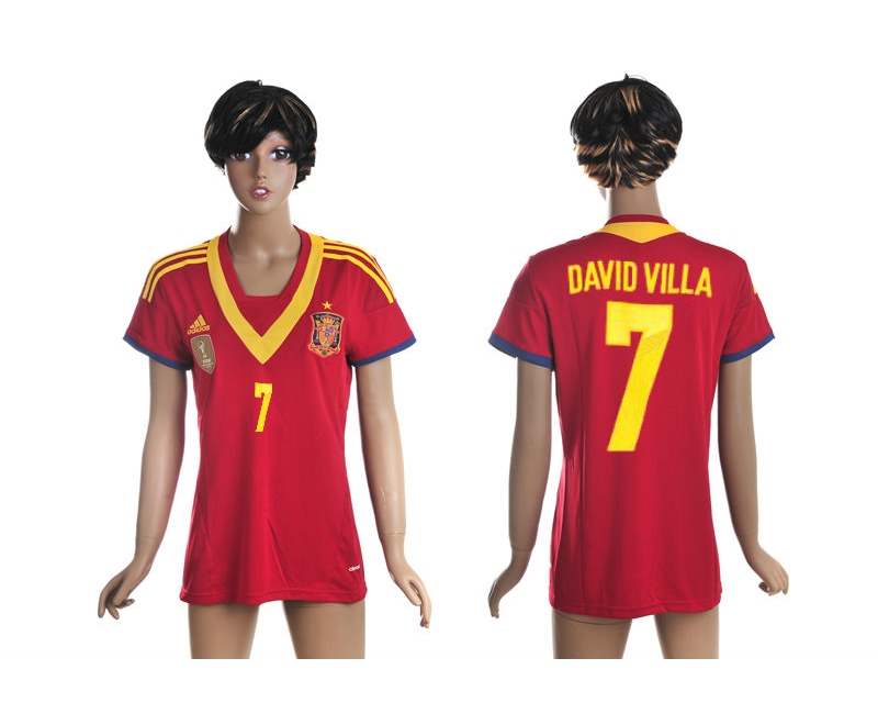 2013-14 Spain 7 David Villa Home Women Thailand Jerseys
