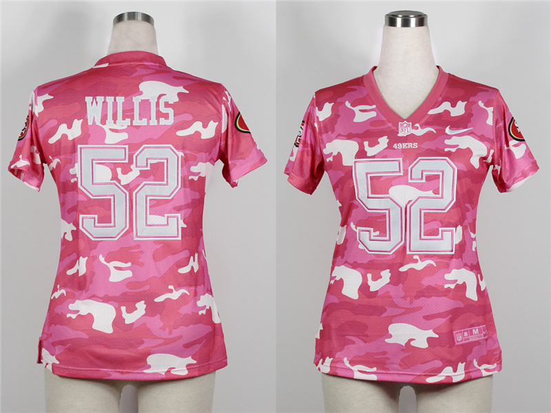 2013 Nike 49ers 52 Willis Pink Camo Fashion Women Jerseys