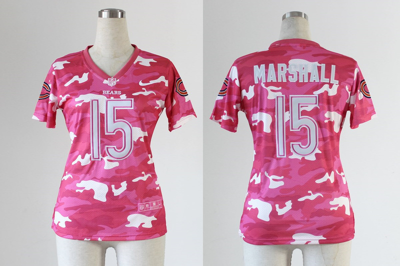 2013 Nike Bears 15 Marshall Pink Camo Women Jerseys