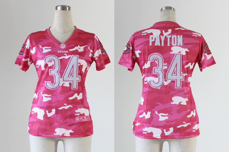 2013 Nike Bears 34 Payton Pink Camo Women Jerseys