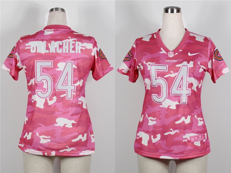 2013 Nike Bears 54 Urlacher Pink Camo Fashion Women Jerseys