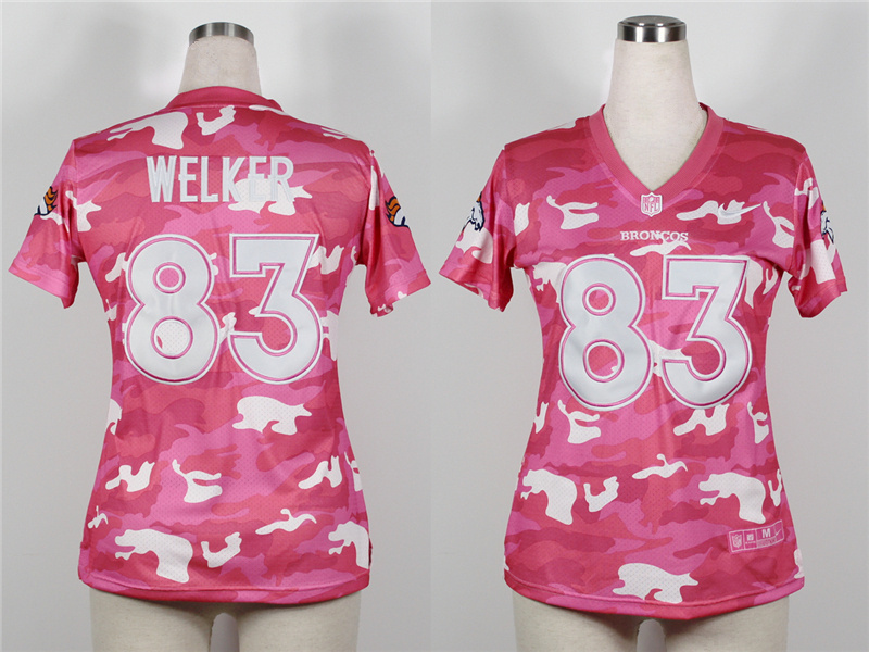 2013 Nike Broncos 83 Welker Pink Camo Fashion Women Jerseys