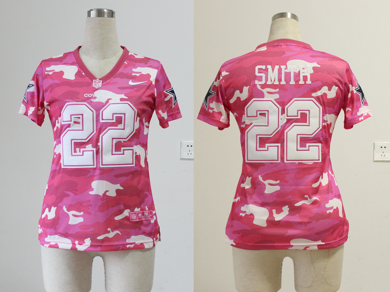2013 Nike Cowboys 22 Smith Pink Camo Women Jerseys