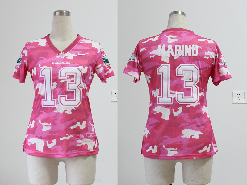 2013 Nike Dolphins 13 Marino Pink Camo Women Jerseys
