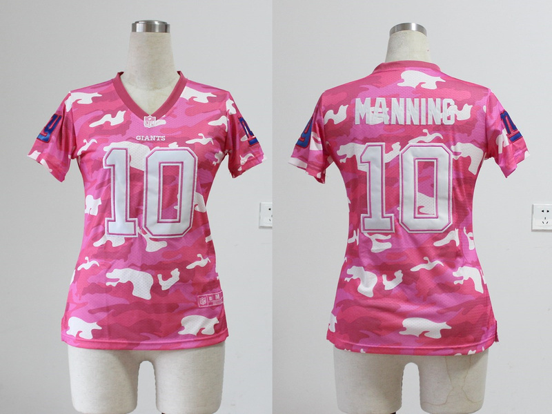 2013 Nike Giants 10 Manning Pink Camo Women Jerseys