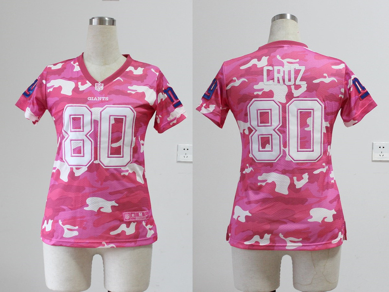 2013 Nike Giants 80 Cruz Pink Camo Women Jerseys