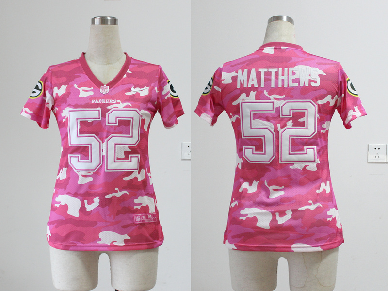 2013 Nike Packers 52 Matthews Pink Camo Women Jerseys