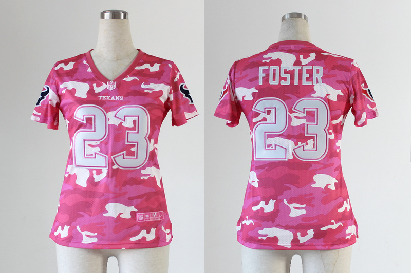 2013 Nike Texans 23 Foster Pink Camo Women Jerseys