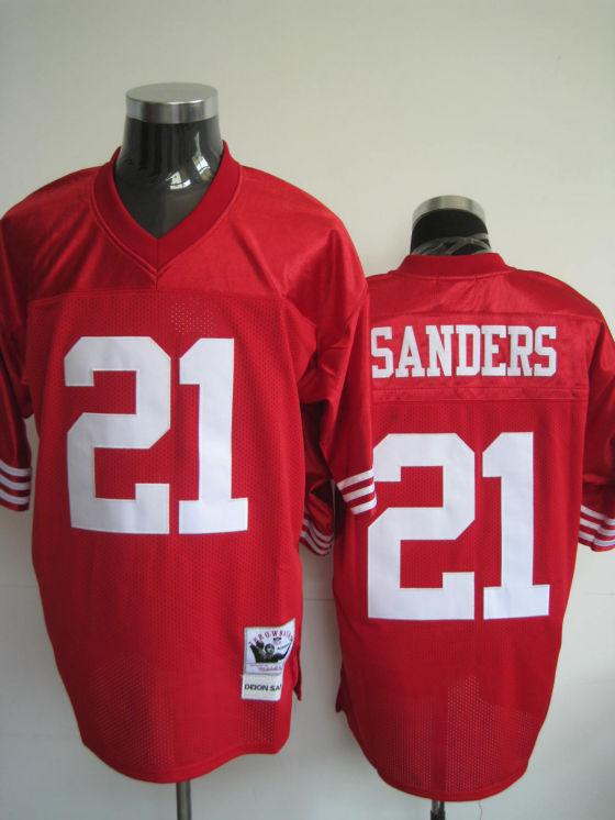 49ers 21 Sanders Red Throwback Jerseys