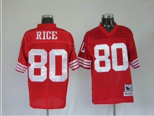 49ers 80 Rice Red Throwback Jerseys