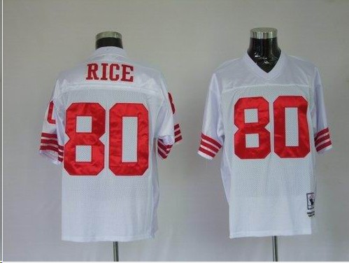 49ers 80 Rice White Throwback Jerseys