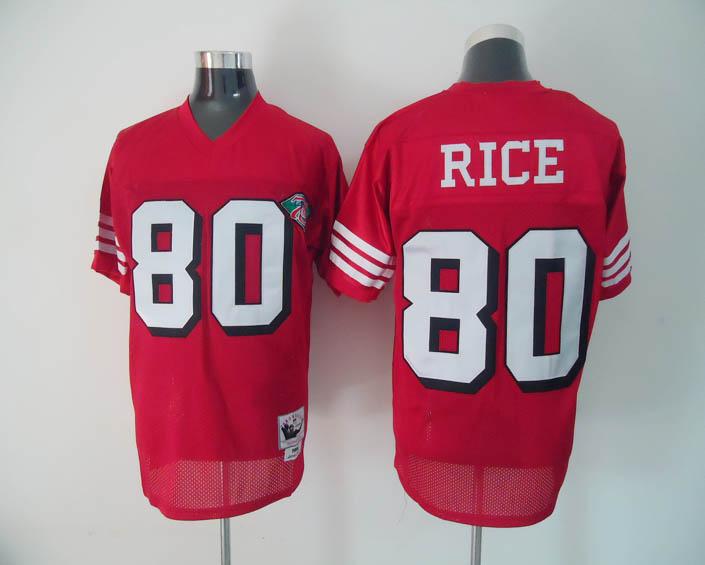 49ers 80 Rice Red Throwback&75th Jerseys
