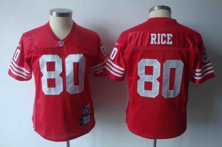 49ers 80 Rice red team women Jerseys