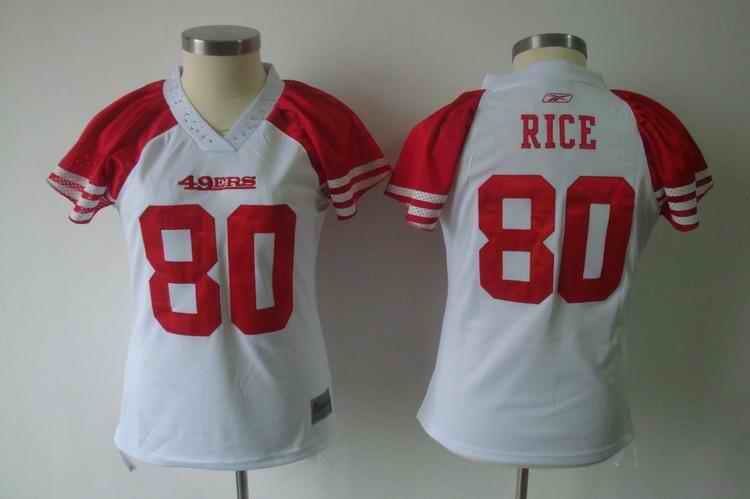 49ers 80 Rice white women Jerseys