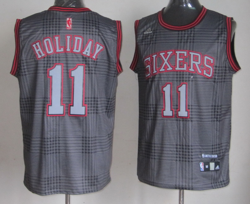 76ers 11 Holiday Grey Classic Jerseys