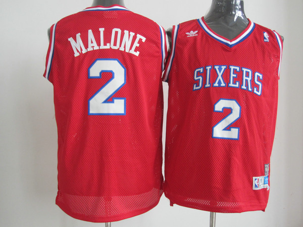 76ers 2 Moses Malone Red Hardwood Classics Jersey