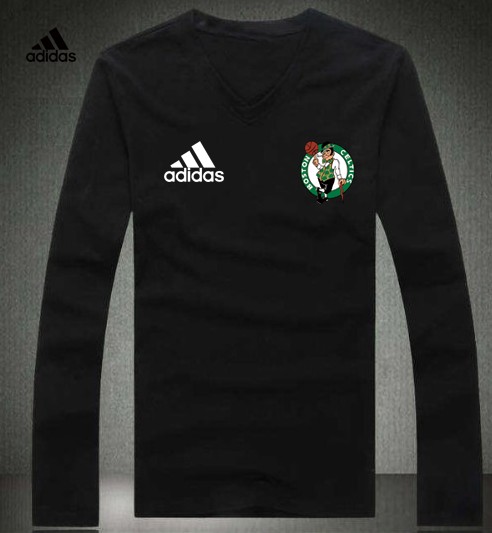 Adidas Boston Celtics black V-neck Long Sleeve T-shirt