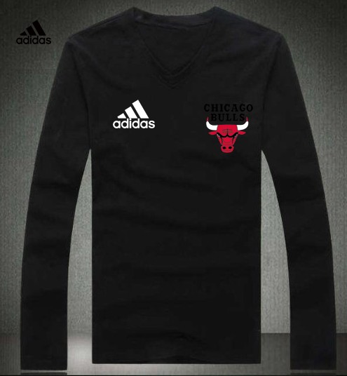 Adidas Chicago Bulls black V-neck Long Sleeve T-shirt