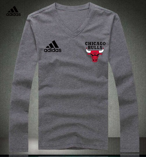 Adidas Chicago Bulls grey V-neck Long Sleeve T-shirt