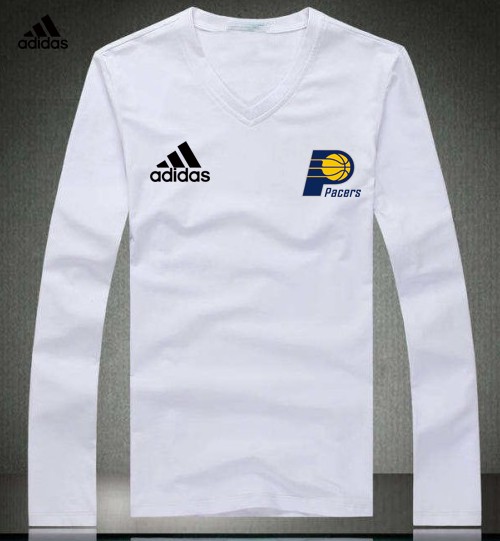 Adidas Indiana Pacers white V-neck Long Sleeve T-shirt