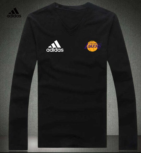 Adidas Los Angeles Lakers black V-neck Long Sleeve T-shirt