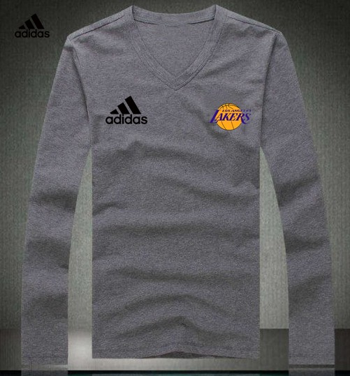 Adidas Los Angeles Lakers grey V-neck Long Sleeve T-shirt