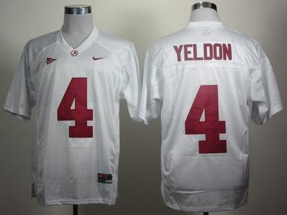 Alabama Crimson Tide 4 T.J Yeldon White Jerseys
