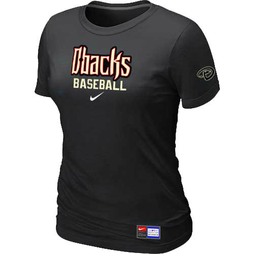Arizona Diamondbacks Crimson Nike Women's Black Short Sleeve Practice T-Shirt