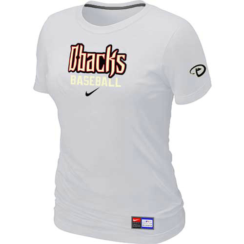 Arizona Diamondbacks Crimson Nike Women's White Short Sleeve Practice T-Shirt