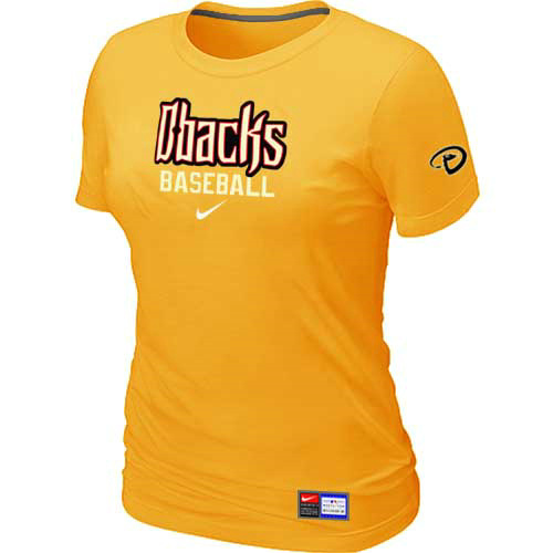 Arizona Diamondbacks Crimson Nike Women's Yellow Short Sleeve Practice T-Shirt