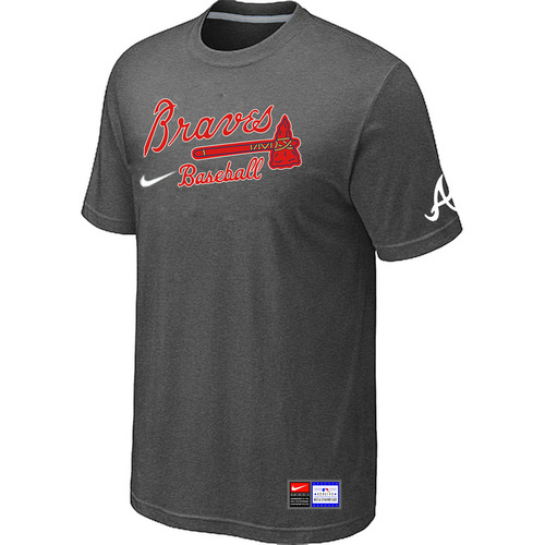 Atlanta Braves D.Grey Nike Short Sleeve Practice T-Shirt Atlanta Braves D.Grey Nike Short Sleeve Practice T-Shirt