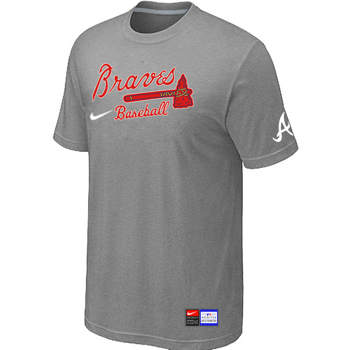 Atlanta Braves L.Grey Nike Short Sleeve Practice T-Shirt