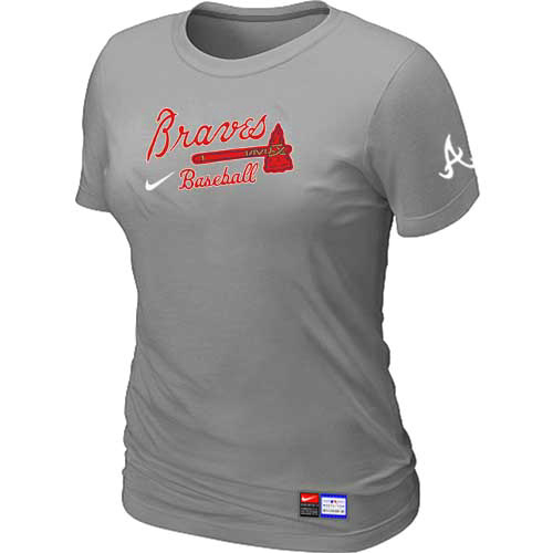 Atlanta Braves Nike Women's L.Grey Short Sleeve Practice T-Shirt - Click Image to Close