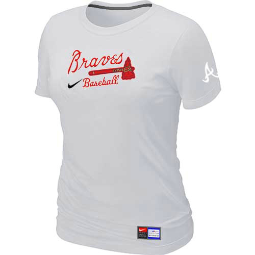 Atlanta Braves Nike Women's White Short Sleeve Practice T-Shirt
