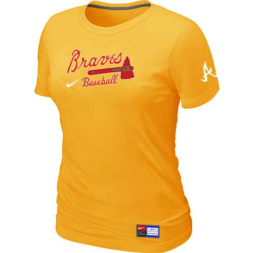 Atlanta Braves Nike Women's Yellow Short Sleeve Practice T-Shirt