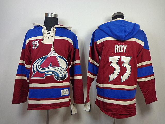 Avalanche 33 Roy Red Hooded Jerseys
