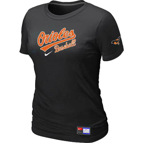 Baltimore Orioles Nike Women's Black Short Sleeve Practice T-Shirt