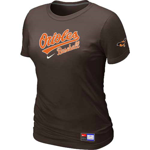 Baltimore Orioles Nike Women's Brown Short Sleeve Practice T-Shirt